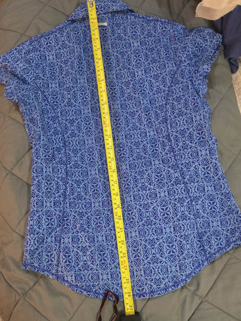 Columbia Small Womens Blue Patterned Short-Sleeve Button-Up Shirt Cotton Outdoor - Picture 9 of 13